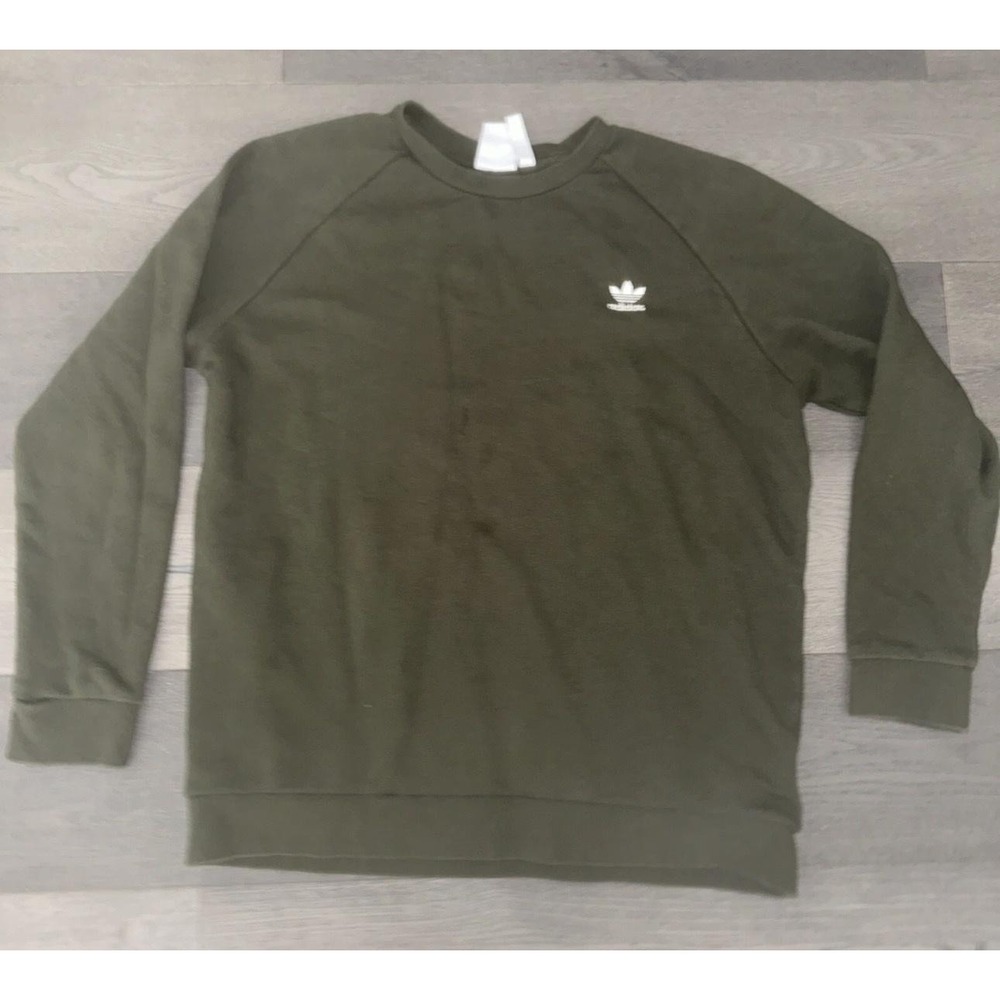 Adidas Originals Sweatshirt Mens XL Green Adicolor Trefoil Crew Pullover FQ3345